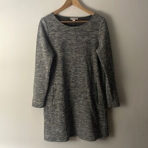 Elaine Rose Gray Long Sleeve Sweater Dress With Zip Pockets Sz Medium